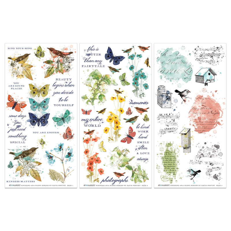 49 and Market Birdsong Blendable Rub - on Transfer Set - Craftywaftyshop