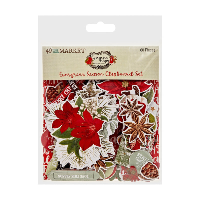 49 and Market Evergreen Season Chipboard Set - Craftywaftyshop