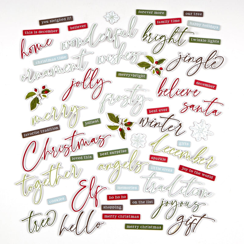 49 and Market Evergreen Season Chipboard Words - Craftywaftyshop