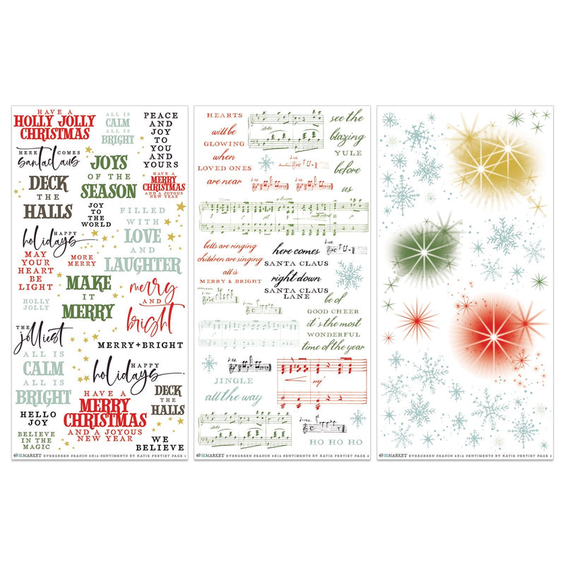 49 and Market Evergreen Season Sentiments Rub - on Transfer Set - Craftywaftyshop