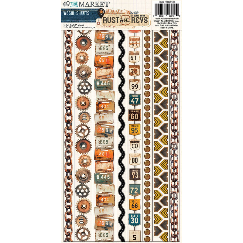 49 and Market Rust and Revs Washi Tape Sheet Set - Craftywaftyshop