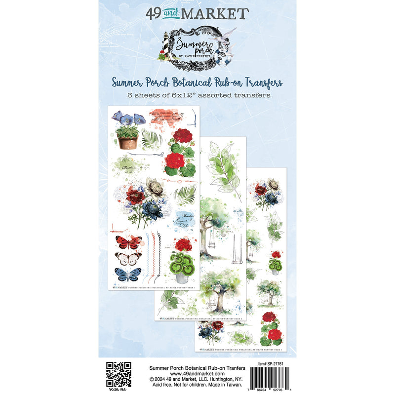 49 and Market Summer Porch Botanical Rub - on Transfer Set - Craftywaftyshop