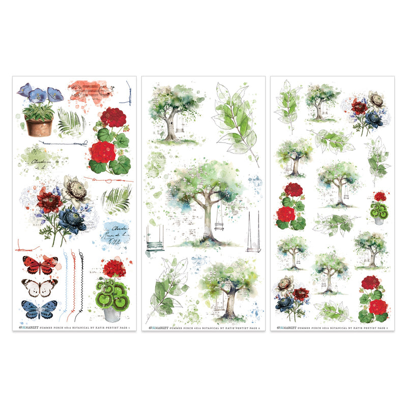 49 and Market Summer Porch Botanical Rub - on Transfer Set - Craftywaftyshop