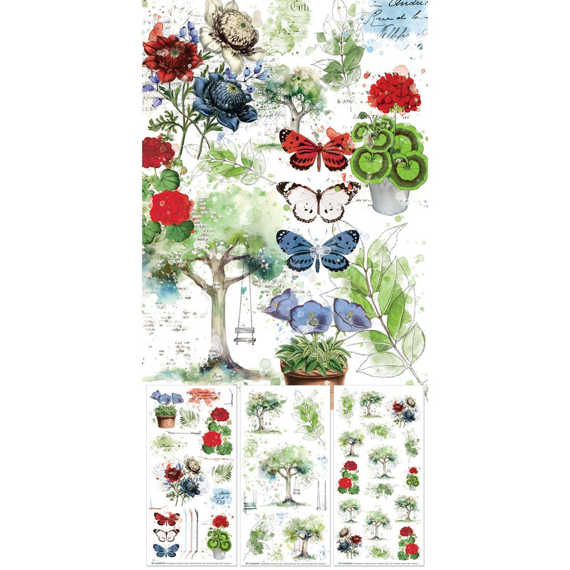 49 and Market Summer Porch Botanical Rub - on Transfer Set - Craftywaftyshop