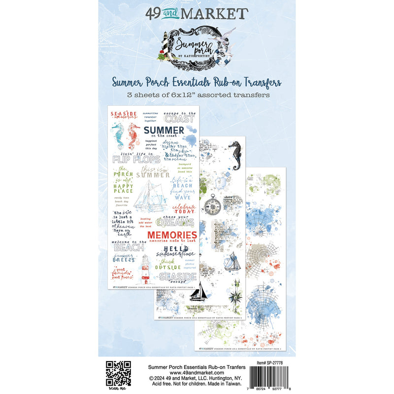 49 and Market Summer Porch Essentials Rub - on Transfer Set - Craftywaftyshop