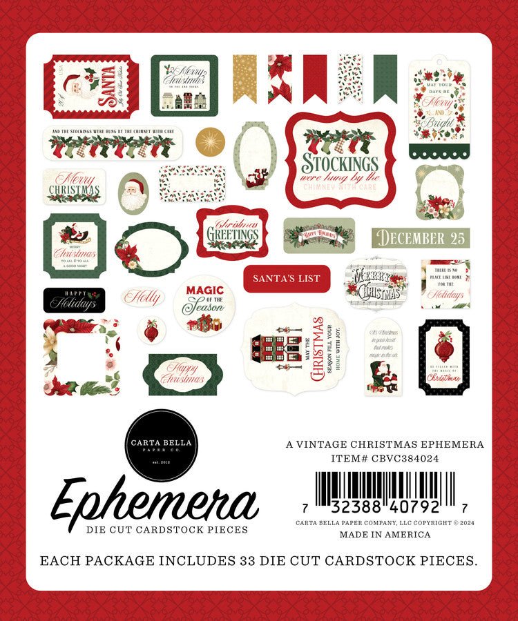 Carta Bella A Vintage Christmas Ephemera - Craftywaftyshop