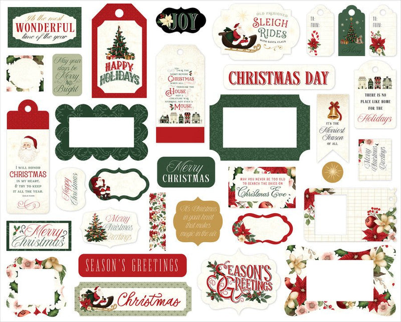 Carta Bella A Vintage Christmas Frames & Tags Ephemera - Craftywaftyshop