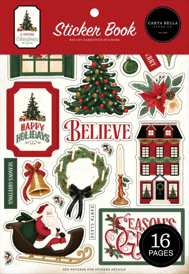 Carta Bella A Vintage Christmas Sticker Book - Craftywaftyshop