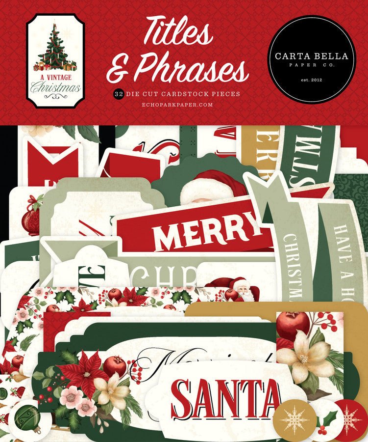 Carta Bella A Vintage Christmas Titles & Phrases Ephemera - Craftywaftyshop