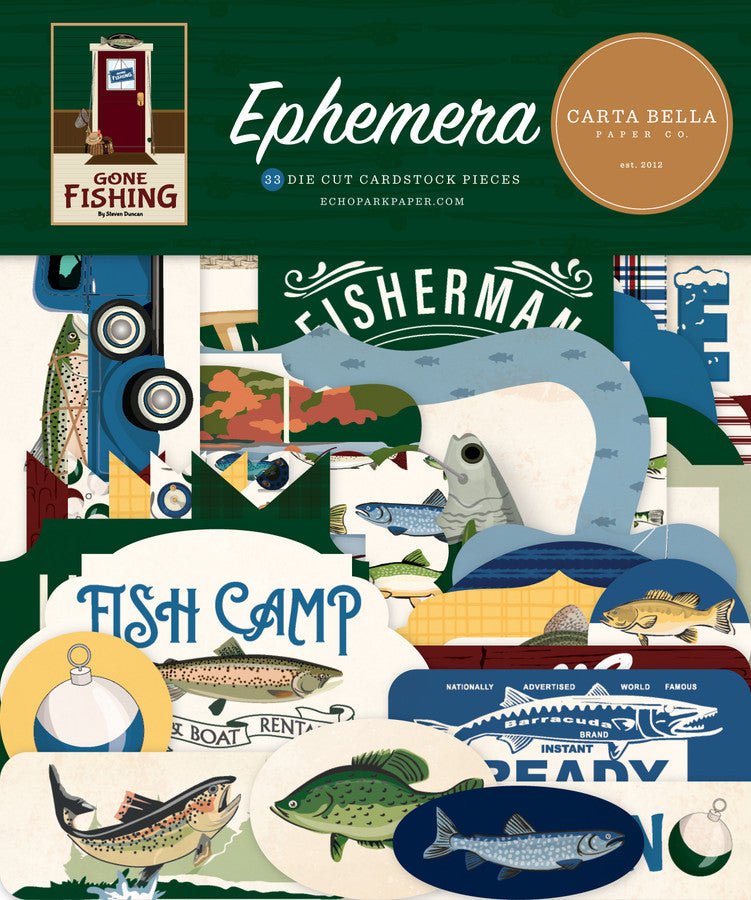 Carta Bella Gone Fishing Cardstock Ephemera - Craftywaftyshop