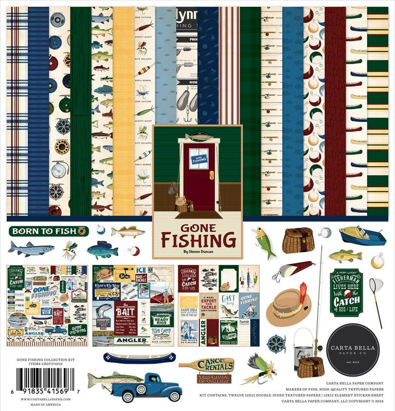 Carta Bella Gone Fishing Collection Kit 12 X 12 - Craftywaftyshop