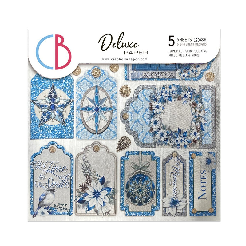 Ciao Bella Deluxe Elegance of Blue Paper Silver 6"x6" - Craftywaftyshop