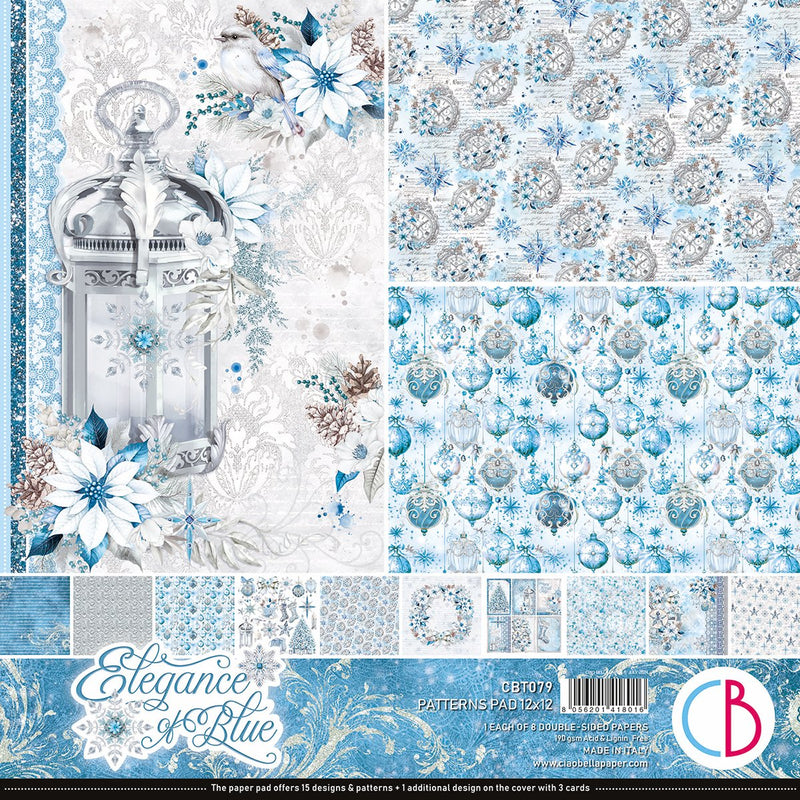 Ciao Bella Elegance of Blue Patterns Pad 12"x12" - Craftywaftyshop