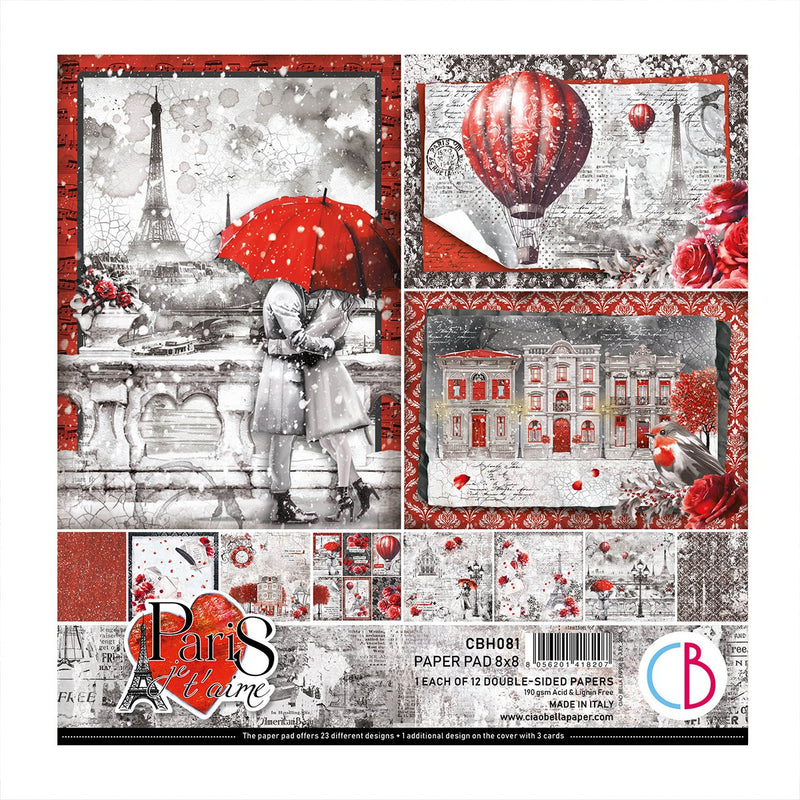 Ciao Bella Paris Je t’aime Pad 8"x8" - Craftywaftyshop