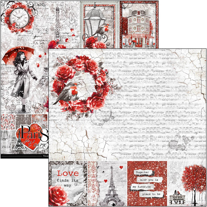 Ciao Bella Paris Je t’aime Paper Pad 12"x12" - Craftywaftyshop