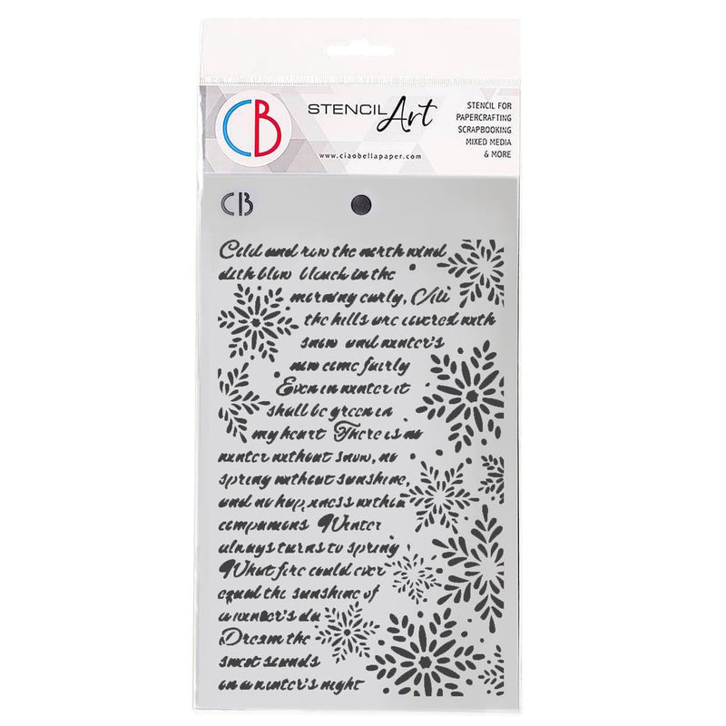 Ciao Bella Texture Stencil 5"x8" Winter Poem - Craftywaftyshop