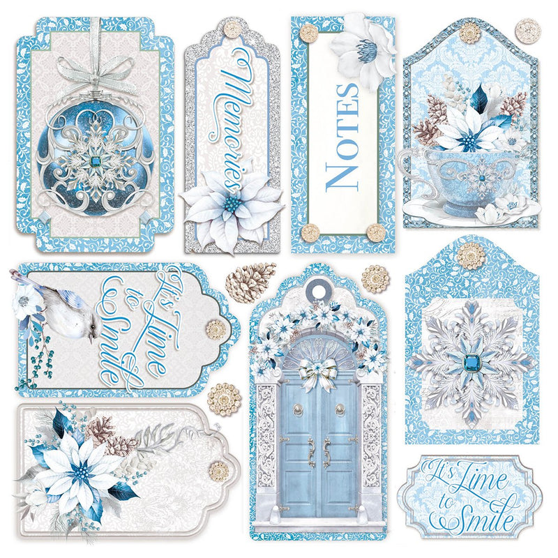 Ciao Bella Vellum Elegance of Blue Fussy Cut Ephemera 6"x6" - Craftywaftyshop