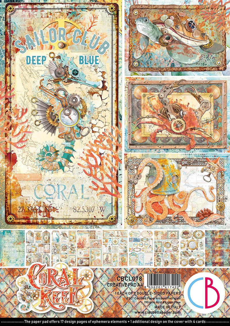 Coral Reef A4 Creative Ephemera Pad by Ciao Bella - Craftywaftyshop