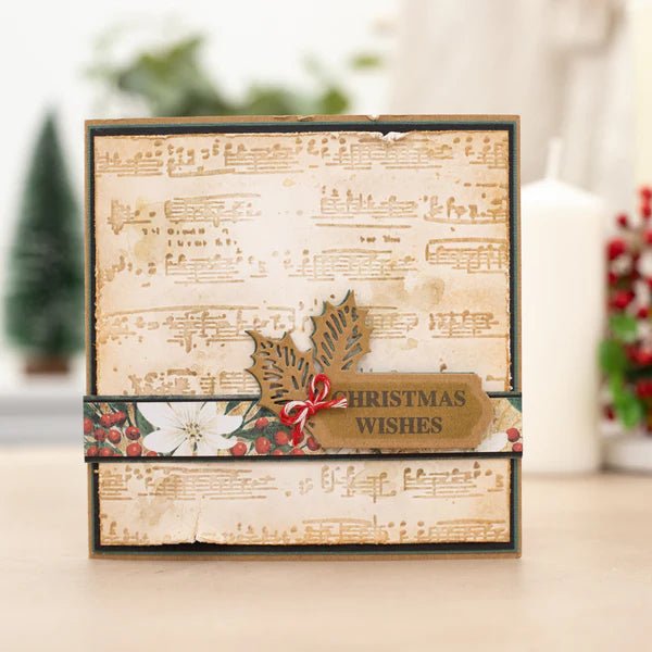 Crafters Companion Nature’s Garden Holly & Ivy - 2D Embossing Folder 6” x 6” - Christmas Music - Craftywaftyshop