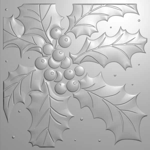 Crafters Companion Nature’s Garden Holly & Ivy - 3D Embossing Folder 5.5” x 5.5” - Holly Evergreen - Craftywaftyshop