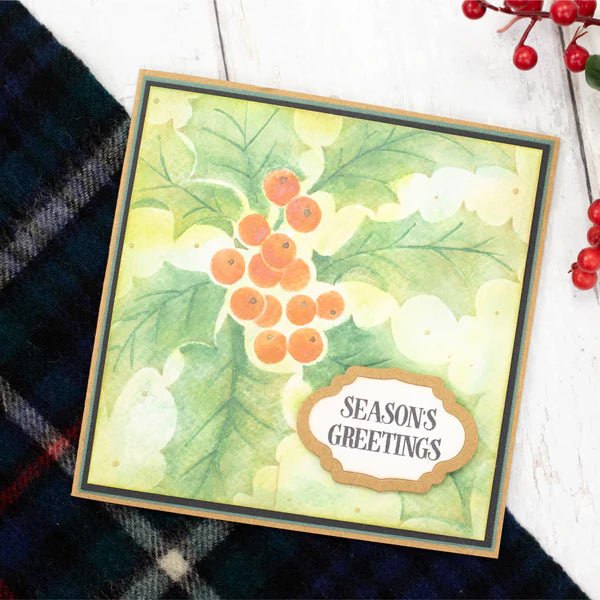 Crafters Companion Nature’s Garden Holly & Ivy - 3D Embossing Folder 5.5” x 5.5” - Holly Evergreen - Craftywaftyshop