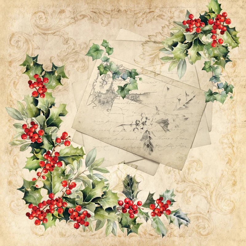 Crafters Companion Nature’s Garden - Holly & Ivy - 6” x 6” Paper Pad - Craftywaftyshop