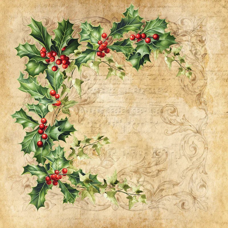 Crafters Companion Nature’s Garden - Holly & Ivy - 6” x 6” Paper Pad - Craftywaftyshop