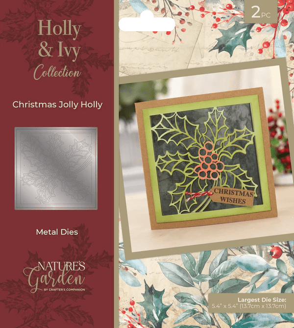 Crafters Companion Nature’s Garden - Holly & Ivy - Metal Die - Christmas Jolly Holly - Craftywaftyshop