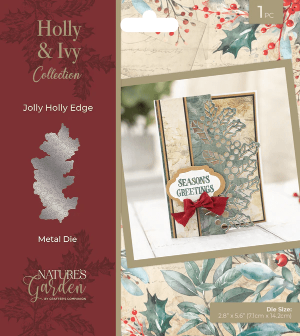 Crafters Companion Nature’s Garden - Holly & Ivy - Metal Die - Jolly Holly Edge - Craftywaftyshop