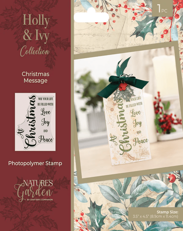 Crafters Companion Nature’s Garden Holly & Ivy - Photopolymer Stamp - Christmas Message - Craftywaftyshop