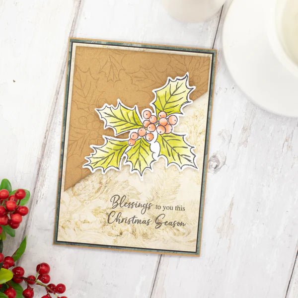 Crafters Companion Nature’s Garden Holly & Ivy - Stamp and Die - Sketchy Holly - Craftywaftyshop