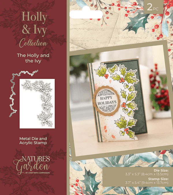 Crafters Companion Nature’s Garden Holly & Ivy - Stamp and Die - The Holly and the Ivy - Craftywaftyshop