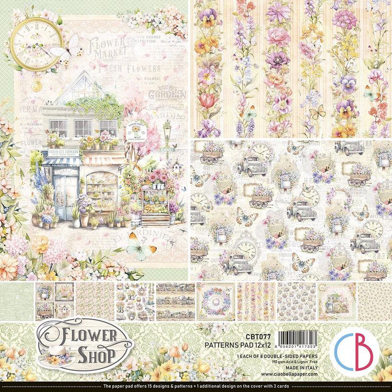 Flower Shop Patterns Pad 12 x 12 by Ciao Bella - Craftywaftyshop