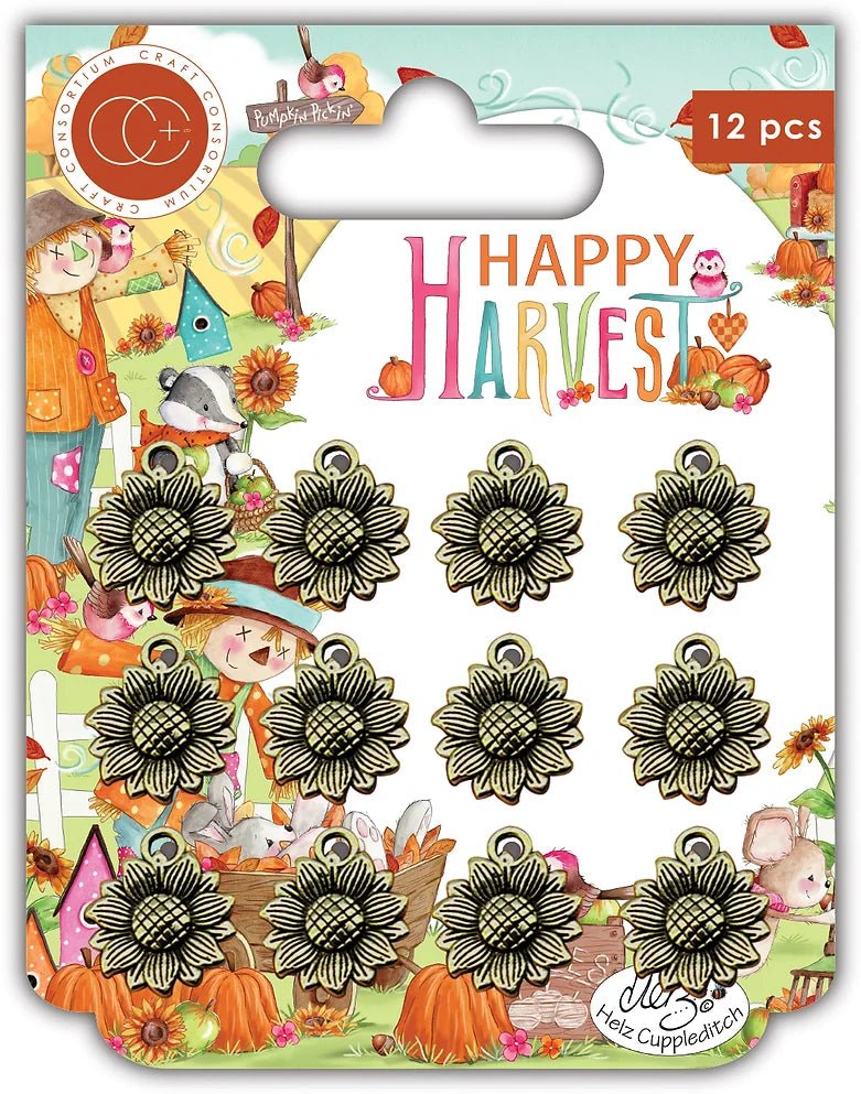 Happy Harvest Sunflower Metal Charms by Craft Consortium - Craftywaftyshop