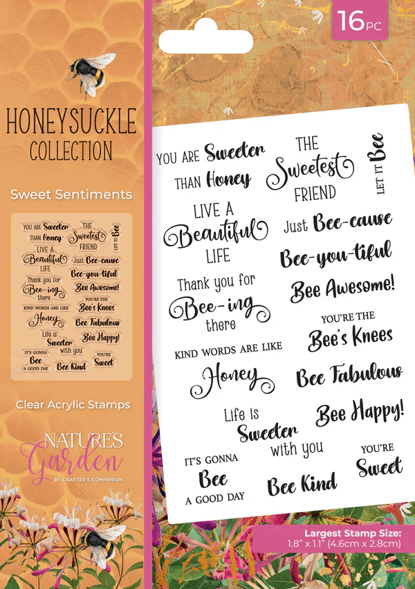 Honeysuckle Collection Clear Acrylic Stamp - Sweet Sentiments by Crafters Companion - Craftywaftyshop