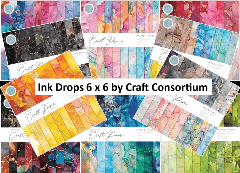 Ink Drops Various Colourways 6 x 6 by Craft Consortium - Craftywaftyshop
