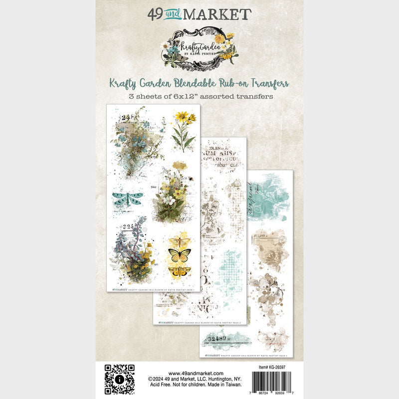 Krafty Garden Blendable Rub-on Transfer Set by 49 and Market - Craftywaftyshop