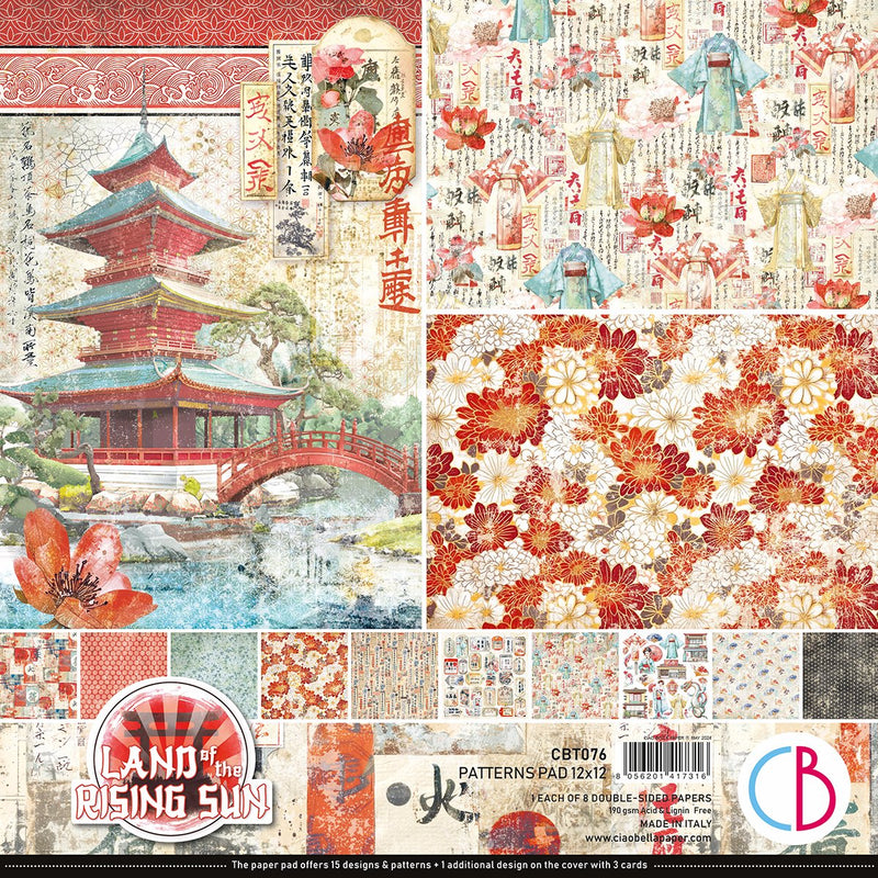 Land Of The Rising Sun Patterns Pad 12 x 12 by Ciao Bella - Craftywaftyshop