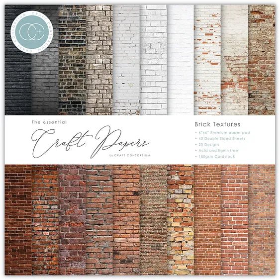 The Essential Craft Papers 6x6 Brick Textures by Craft Consortium - Craftywaftyshop