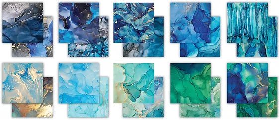 The Essential Craft Papers 6x6 Ink Drops Ocean by Craft Consortium - Craftywaftyshop