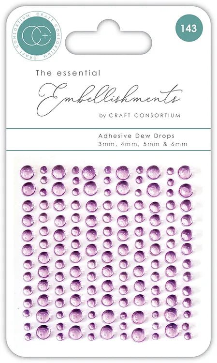 The Essential Embellishments Adhesive Dew Drops Lilac by Craft Consortium - Craftywaftyshop