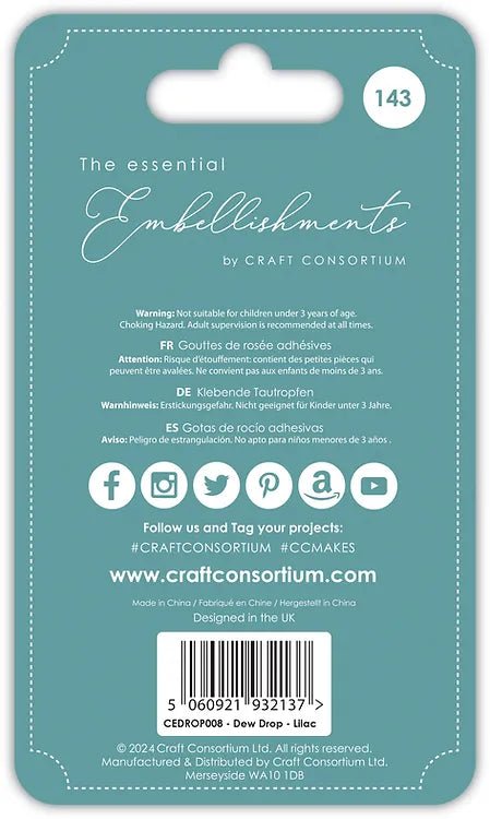 The Essential Embellishments Adhesive Dew Drops Lilac by Craft Consortium - Craftywaftyshop