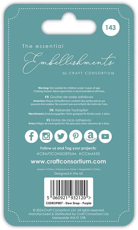 The Essential Embellishments Adhesive Dew Drops Purple by Craft Consortium - Craftywaftyshop