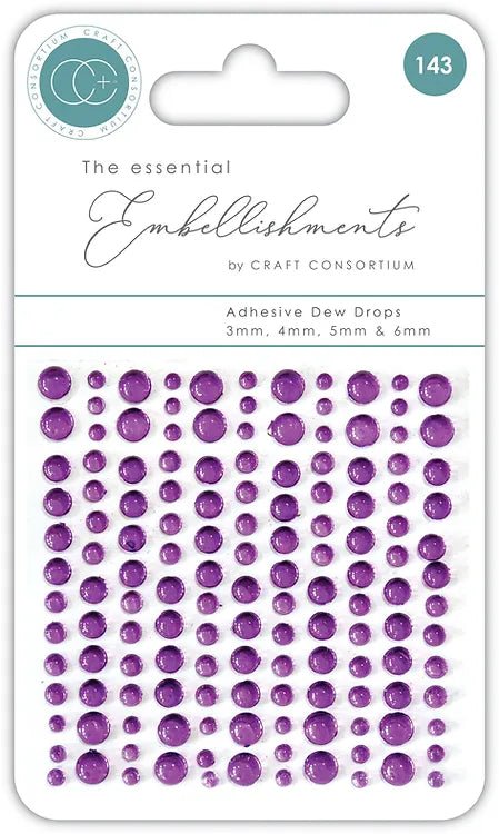 The Essential Embellishments Adhesive Dew Drops Purple by Craft Consortium - Craftywaftyshop