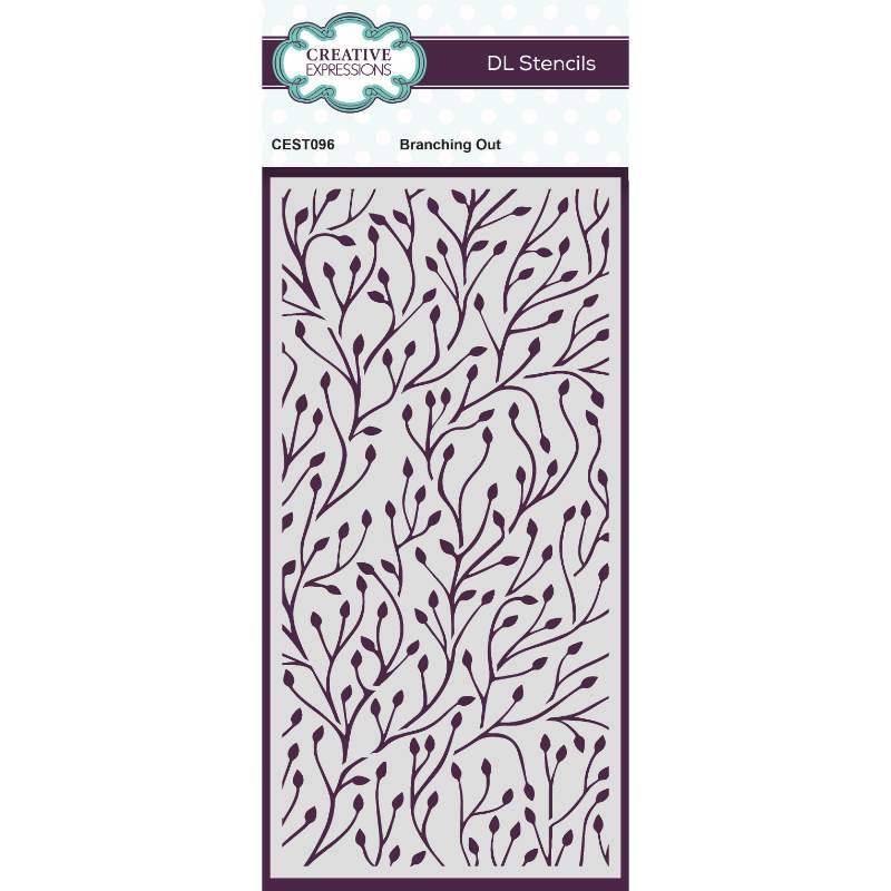 Branching Out DL Stencil 4 in x 8 in (10.0 x 20.3 cm) by Creative Expressions - Craftywaftyshop