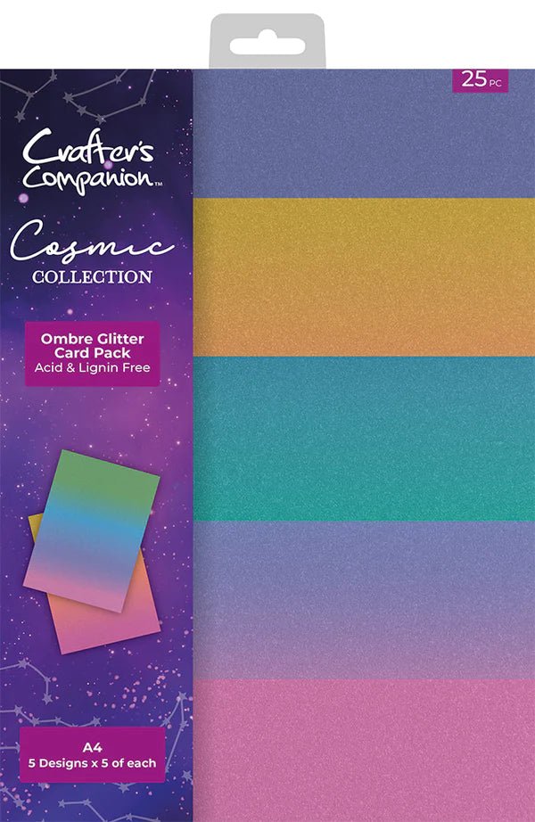 Cosmic Collection A4 Ombre Glitter Card Pack by Crafters Companion - Craftywaftyshop