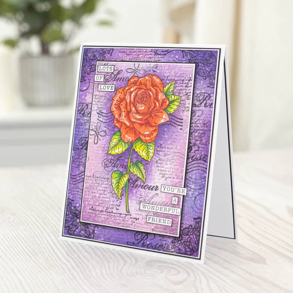 Crafters Companion Floral Collage Stamp Romantic Rose - Craftywaftyshop