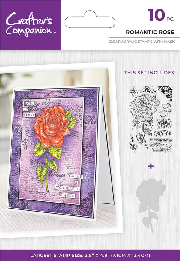 Crafters Companion Floral Collage Stamp Romantic Rose - Craftywaftyshop