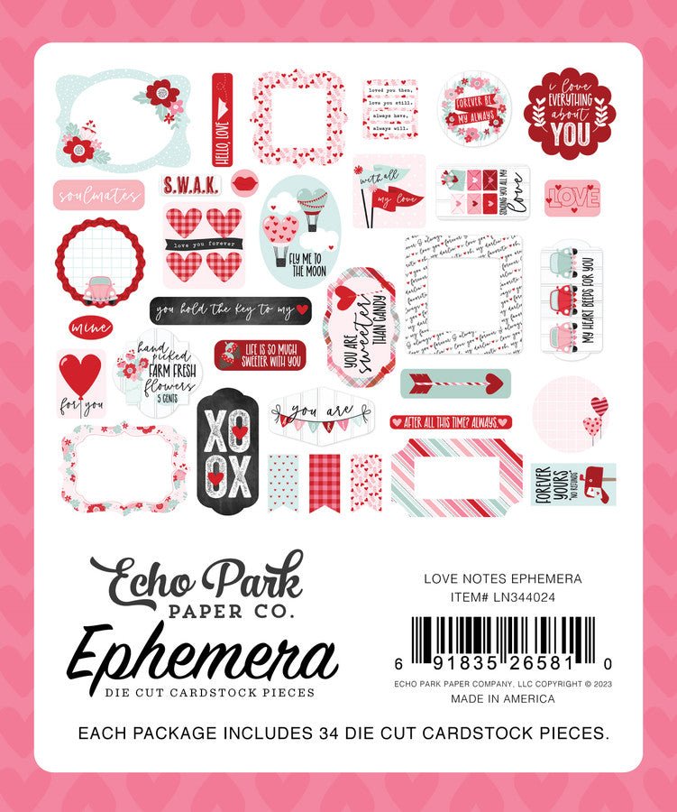 Love Notes Ephemera by Echo Park - Craftywaftyshop