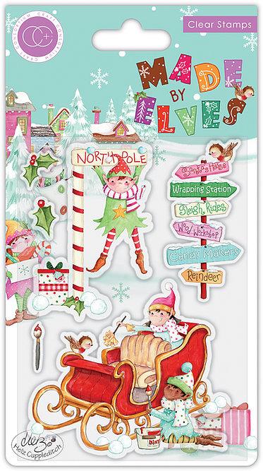 Made by Elves Sleigh Stamp Set by Craft Consortium - Craftywaftyshop